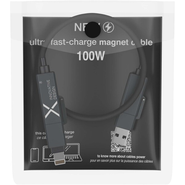 Cabo de carregamento magnético de silicone, 5 em 1, de 100 W SCX.design C59