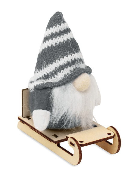 Gnome on wooden sleigh Frosty Sleigh - Grey