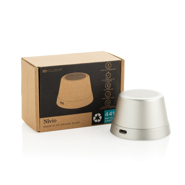 Nivio RCS recycled aluminum magnetic 5W Speaker - Silver