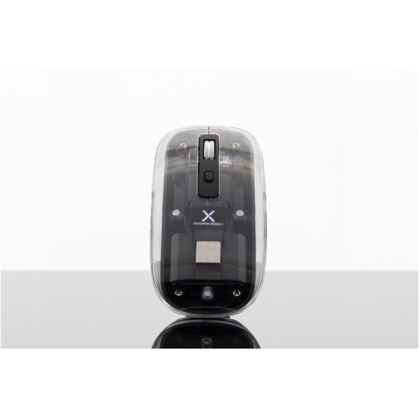 SCX.design O24 transparente wireless multimode 2.4 Ghz Bluetooth® Maus mit Leuchtlogo