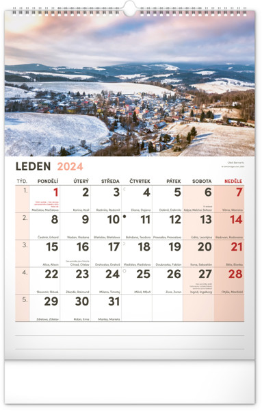 Nástěnný Kalendář 2024 S Extra Velkým Kalendáriem, 33 x 46 cm
