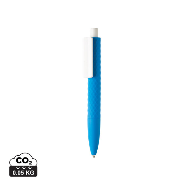Stylo X3 finition gomme en ABS recyclé RCS - Bleu / Blanc