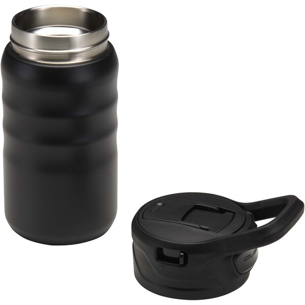 Knox 350 ml RCS recycled double wall stainless steel sport bottle with flip straw - Black
