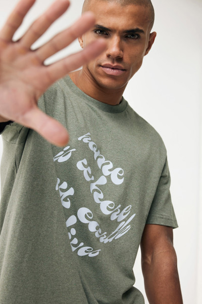 T-shirt coupe boxy en coton recyclé IQONIQ Teide - Heather Green / L