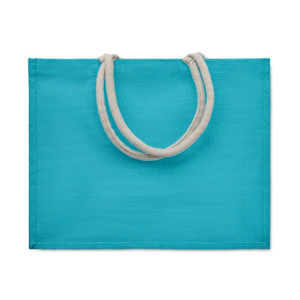 Aura jute shopping bag, 43x34x20 cm - Turquoise