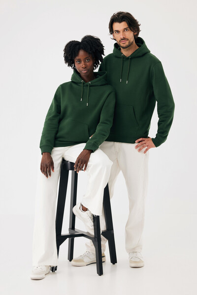 Mikina s kapucí IQONIQ Joshua z recyklované bavlny - Forest Green / XL