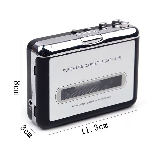 Cassette player with USB-to-MP3 converter