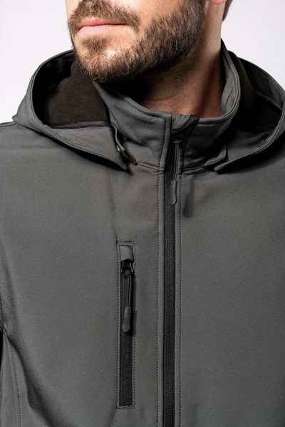 Unisex 3-Layer Softshell Hooded Jacket With Removable Sleeves - Titanium / 5XL