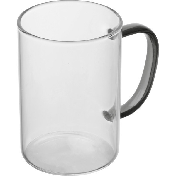 Glass mug with coloured handle EDDA - Black