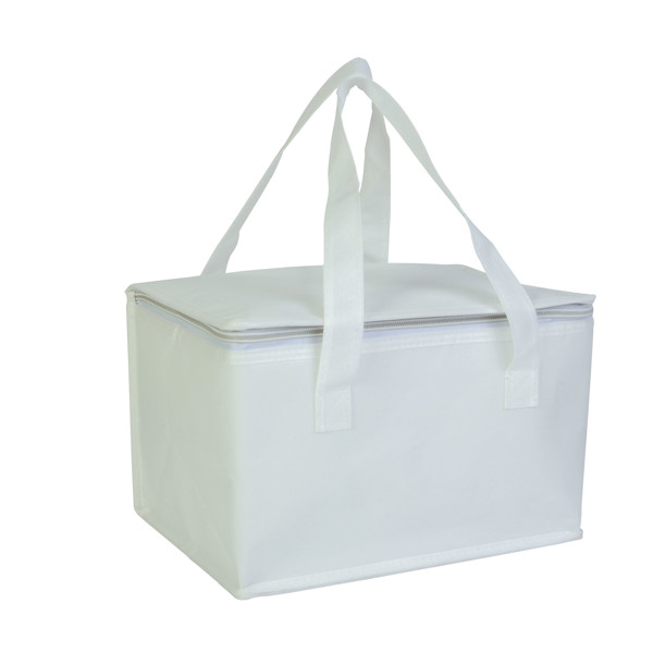 Laminated Non-Woven Fabric Cooler Bag With Silver Interior - White