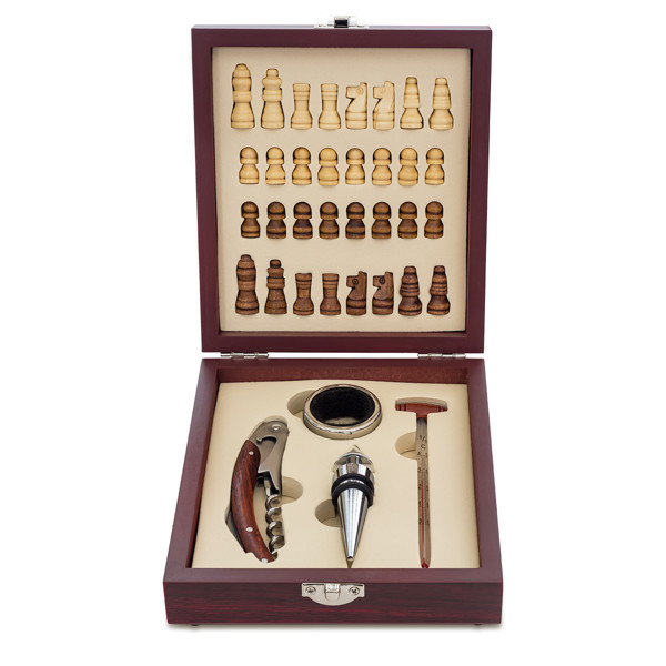 Sublime chess and wine set - Brown