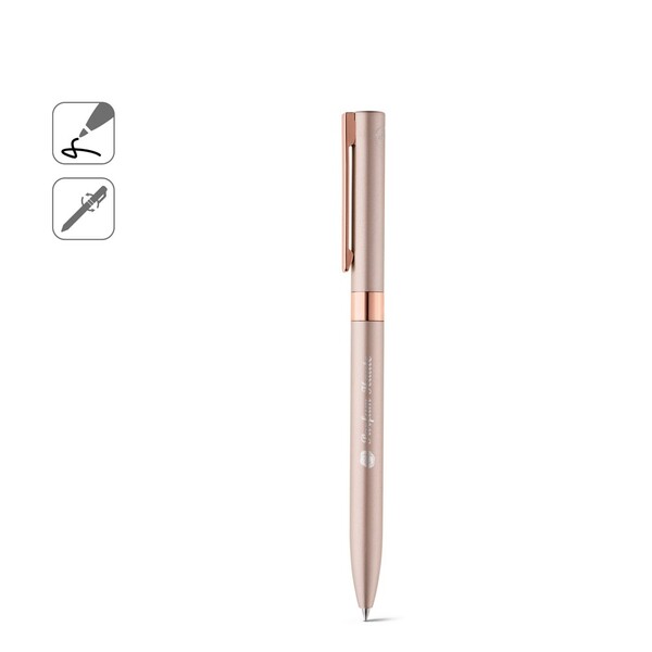 CLARE. Kemijska olovka od recikliranog aluminija (100% rAL) sa okretnim mehanizmom i klipom - Bijela