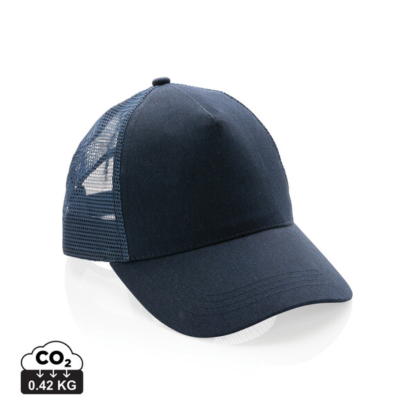 Casquette filet 5 panneaux coton recyclé Impact AWARE™ - Bleu Marine