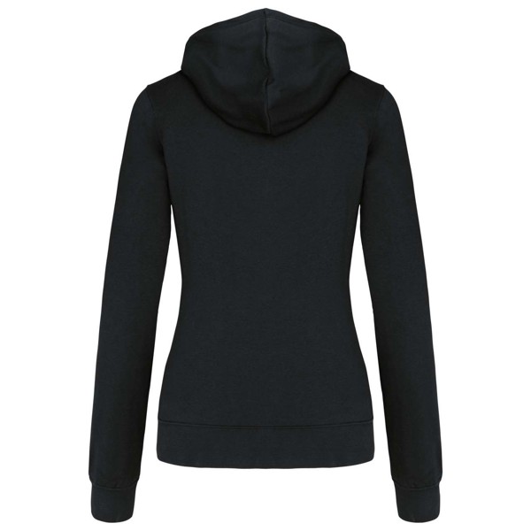 Ladies’ Contrast Hooded Full Zip Sweatshirt - Black / Red / S