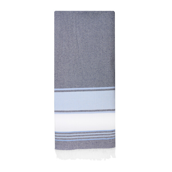 Fouta serviette polycoton recyclé 470g MARINA - bleu marine