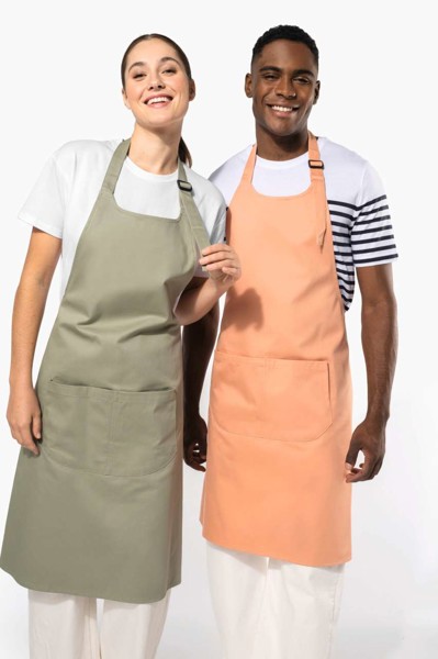 Apron With Pocket In Organic Cotton - White