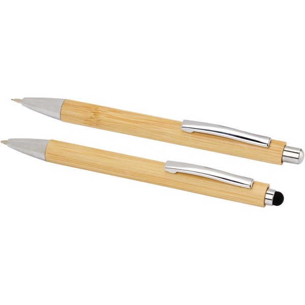 Set stylo bille et porte-mine Oblys en bambou (encre noire)