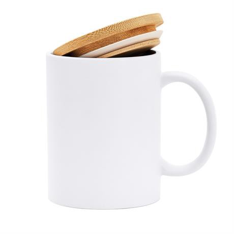 Personalised ceramic mug 370 ml with bamboo lid and matte finish