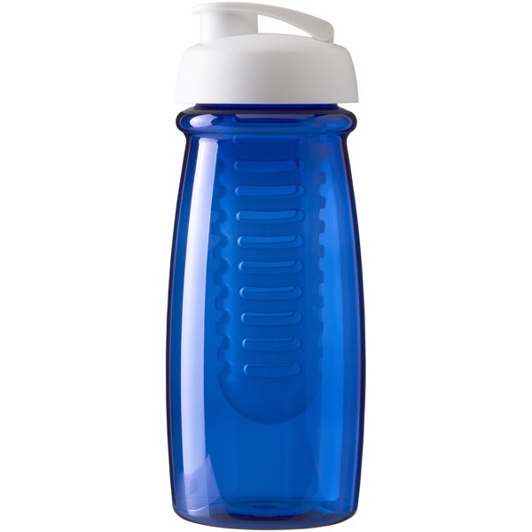 Sportovní láhev s infuzérema vyklápěcím víčkem H2O Pulse® 600 ml - Transparentní modrá / Bílá