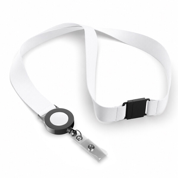 Recycled polyester (rPET) sublimation badge reel lanyard - Black