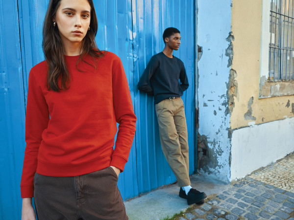 Sweater à col rond en coton recyclé Iqoniq Zion - Bleu Marine / XXS