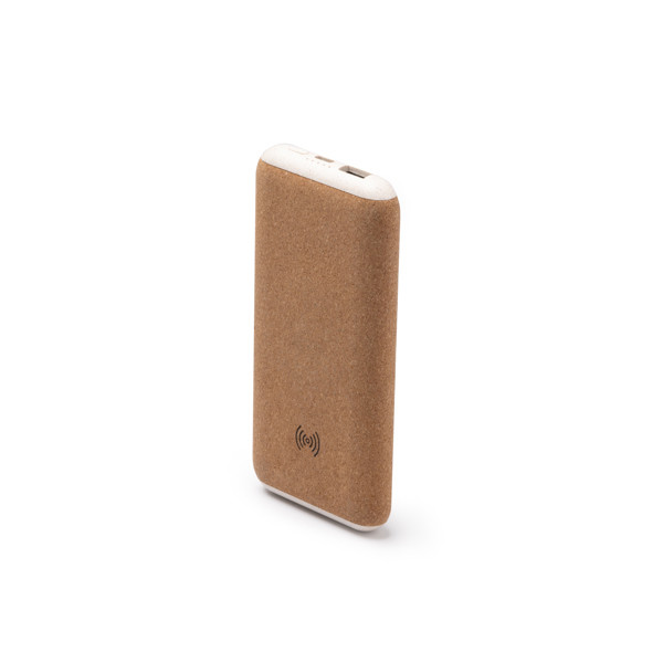 Personalised power bank in cork and wheat fibre 10,000 mAh with 15W wireless charging