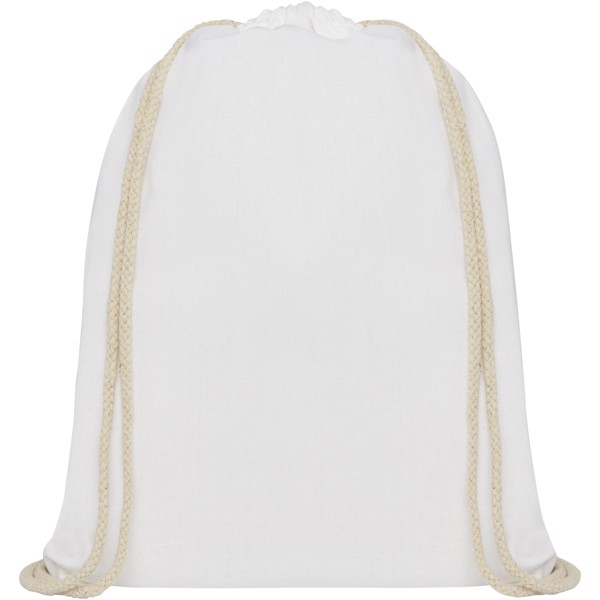 Sac à dos Oregon en coton de 140 g/m² avec cordon de serrage 5L - Blanc