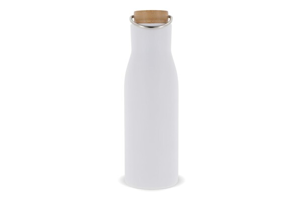 Bouteille isotherme avec couvercle en bambou 500ml - Blanc