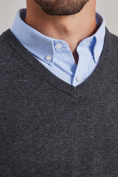 Men's Knitted V-Neck Sweater - Bottle / 2XL