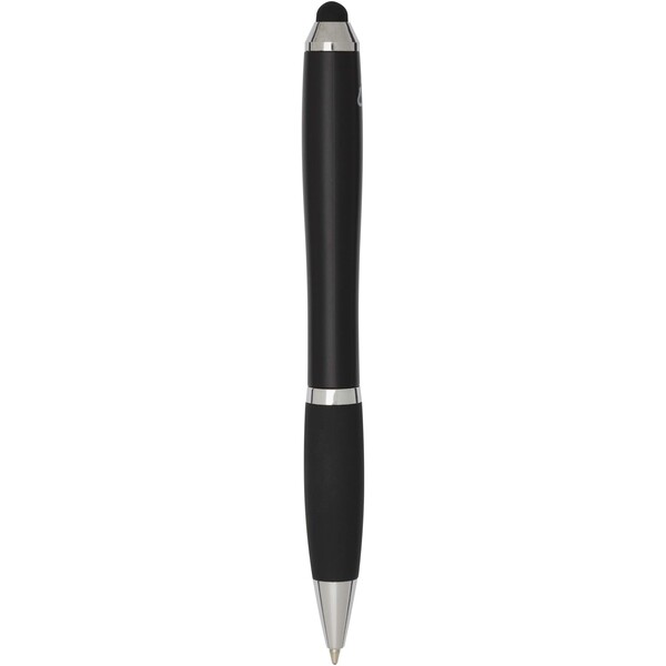Nash RCS recycled plastic stylus ballpoint pen with coloured barrel and black grip (blue ink) - Black