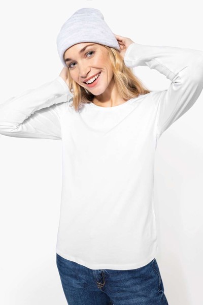 Ladies Long-Sleeved Crew Neck T-Shirt - White / L