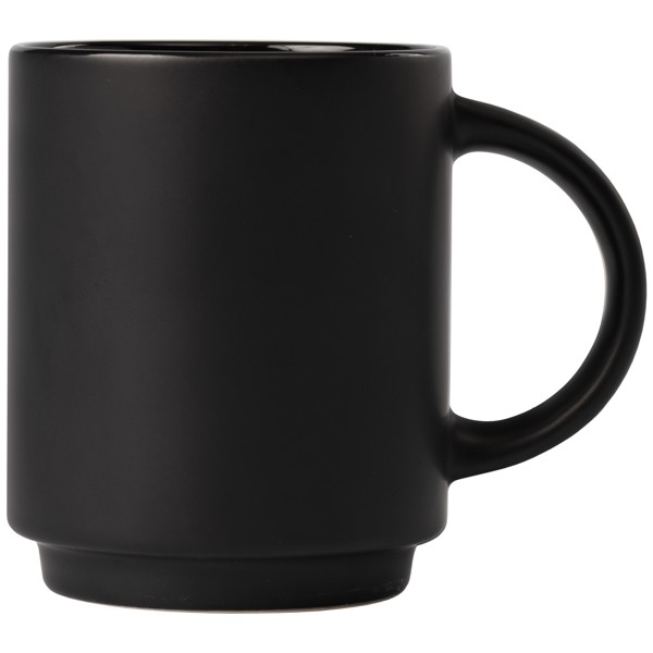 Café Duo - 325 ml Ceramic Mug & Bamboo Board Set - Black / Silkscreen