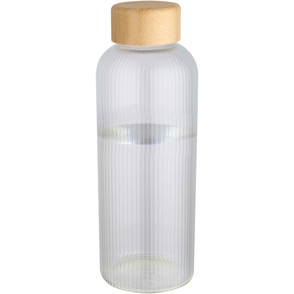 Mirage 650 ml einwandige Trinkflasche aus Borosilikatglas mit Bambusdeckel