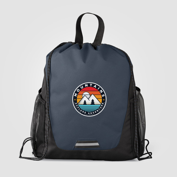 Sac Jotun  à cordon avec poches en polyester recyclé - 10 L - Bleu marine / Transfert de chaleur