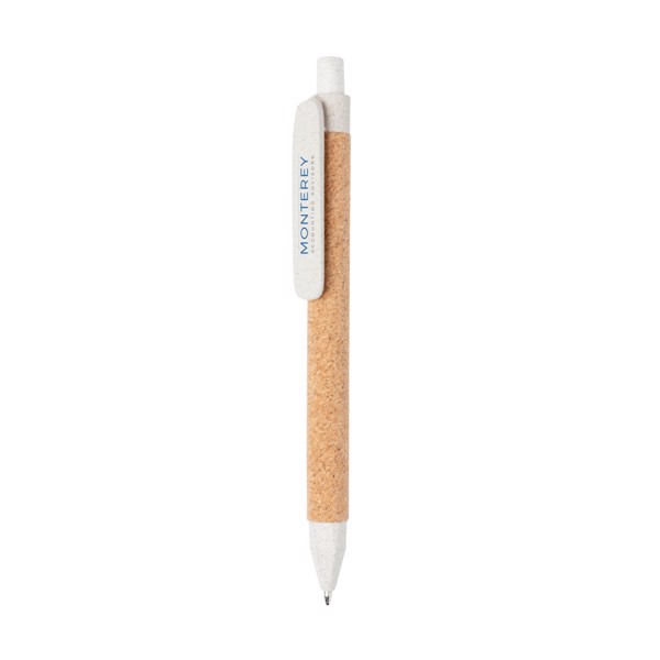 Write wheatstraw and cork pen - White