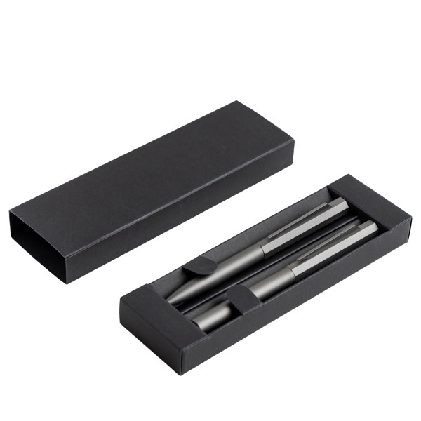 Ensemble Roller Et Stylo Bille Avec, Octogonal - Anthracite
