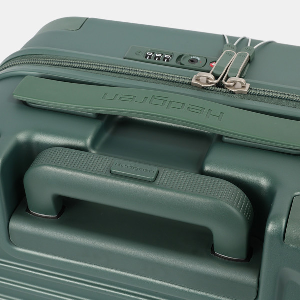 YUNO S FP | Troler cabină 55 cm + buzunar frontal + TSA - Hedgren - Duck Green