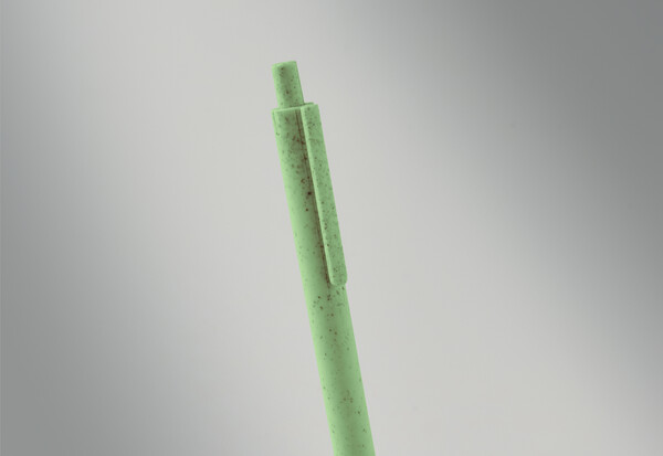 Stylo poussoir blé paille  PP. Pecas - Vert