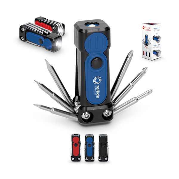 MULTIFUNCTION TOOL - 6 SCREWDRIVERS + TORCH - Noir / Noir