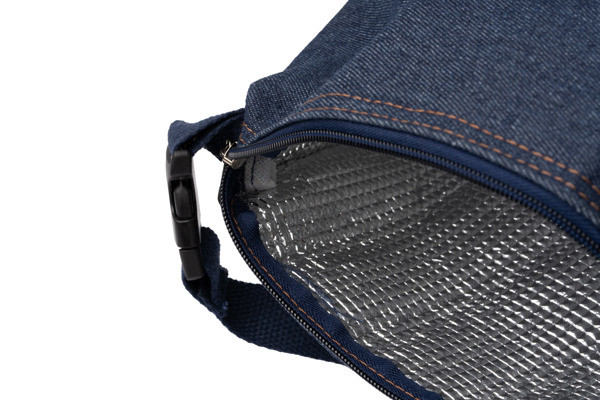Personalised isothermal cooler bag in recycled denim fabric