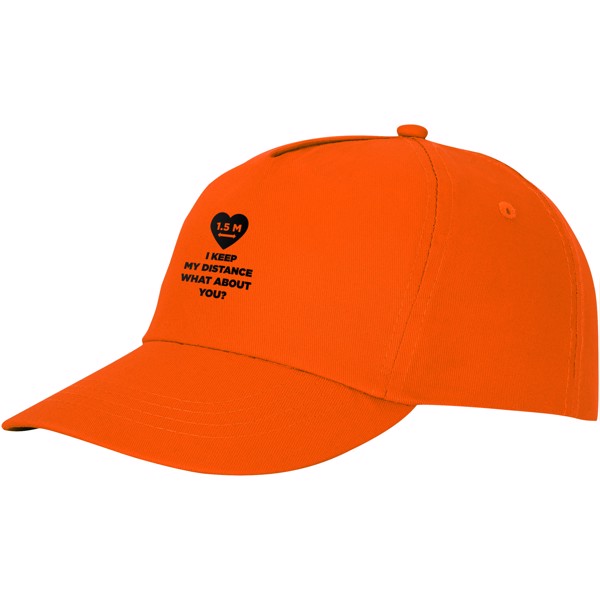 Boné de algodão 5 painéis com reforço e fecho aderente de 175 g/m² Feniks - Laranja