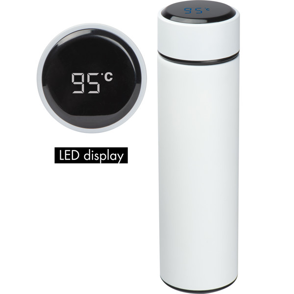 Drinking bottle with LED display WINSTON - White