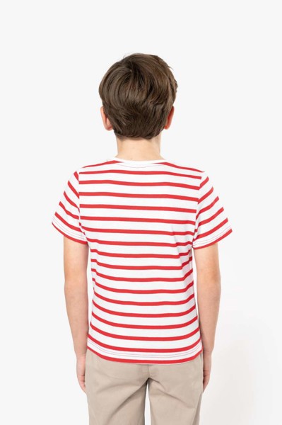Kids' Striped Short Sleeve Sailor T-Shirt With Pocket - Striped White / Red / 6/8