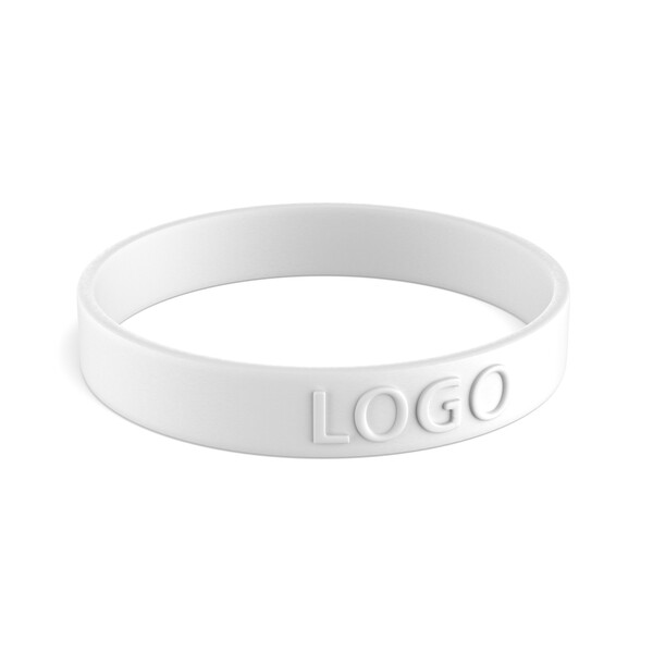 Customised silicone wristbands (12mm width) - White / 18x1.2x0.2cm