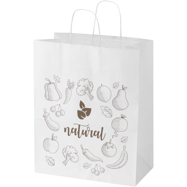 Kraft 80-90 g/m2 paper bag with twisted handles - 32 x 17 x 39 cm - White