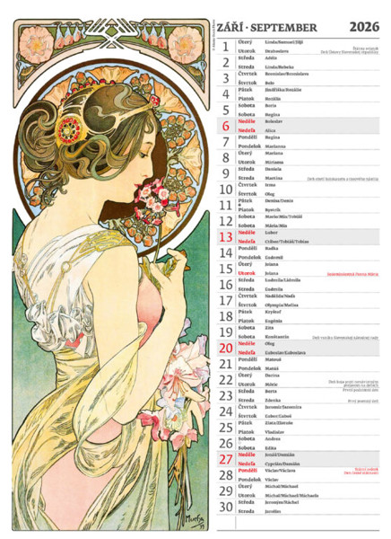 Nástěnný kalendář Alfons Mucha 2026