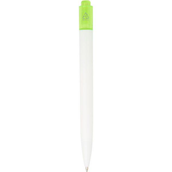 Esferográfica de plástico do oceano Thalaasa (tinta preta) - Verde transparente / Branco