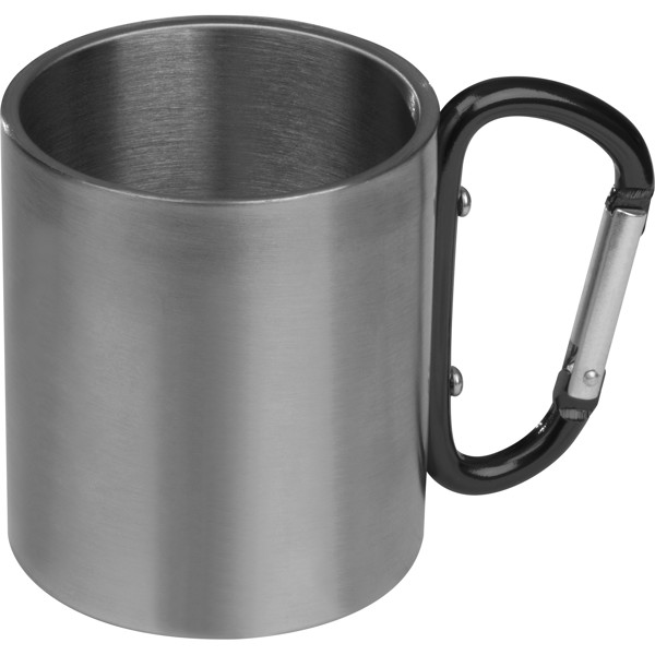 Metal mug with snap hook ANGELICA - Black
