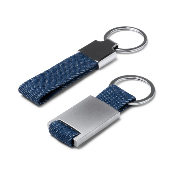 Personalized denim fabric keyring
