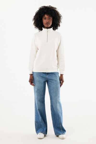 IQONIQ Elgon recycled cotton quarter zip sweater - Ivory White / XXL